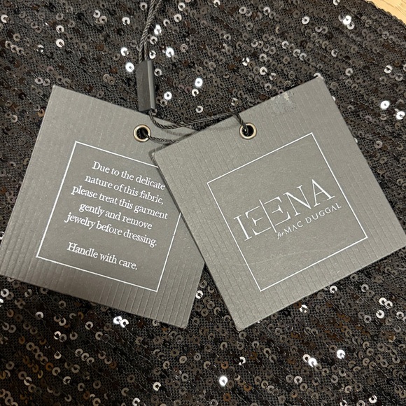 Ieena for Mac Duggal Sequined Bow One Shoulder Column Gown, Black, sz 0 - Picture 10 of 16